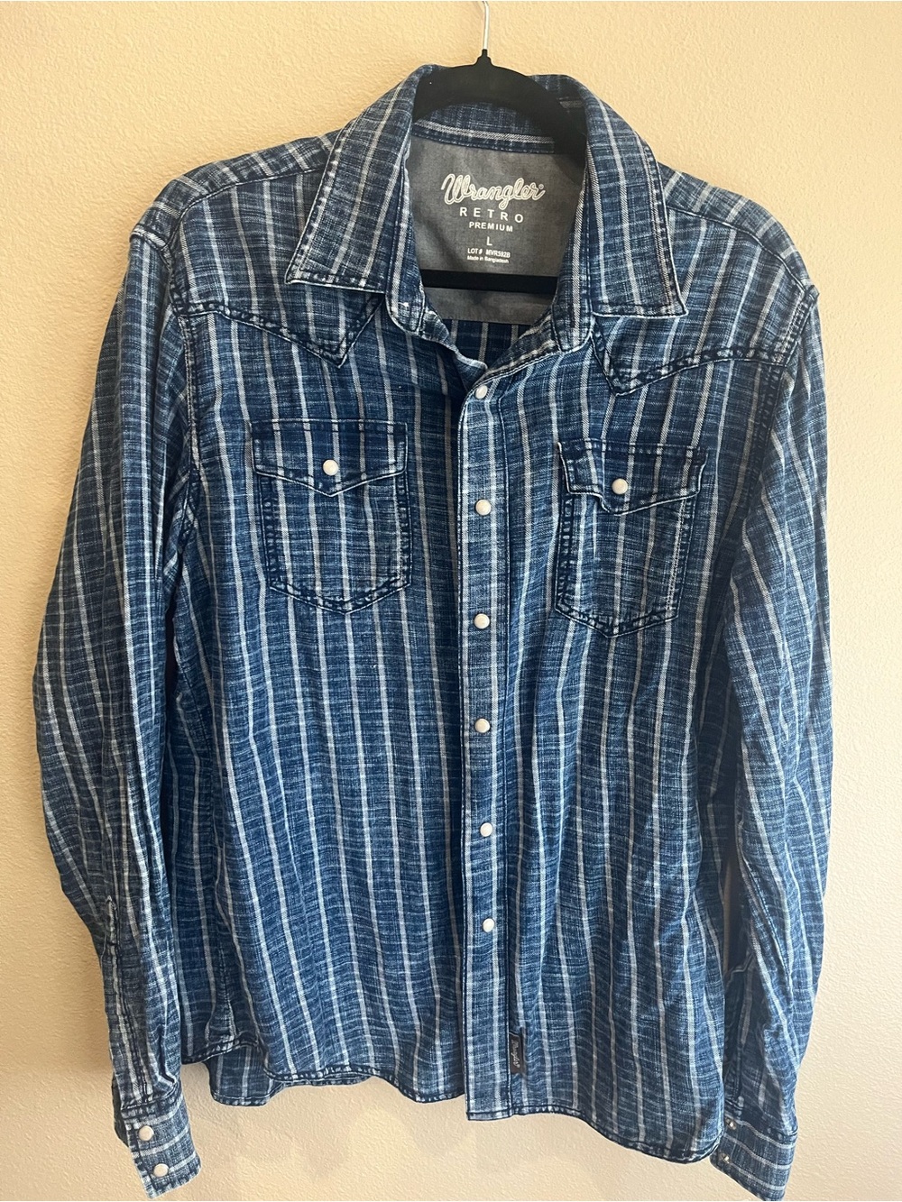 Wrangler Blue Striped Casual Button-Down Shirt